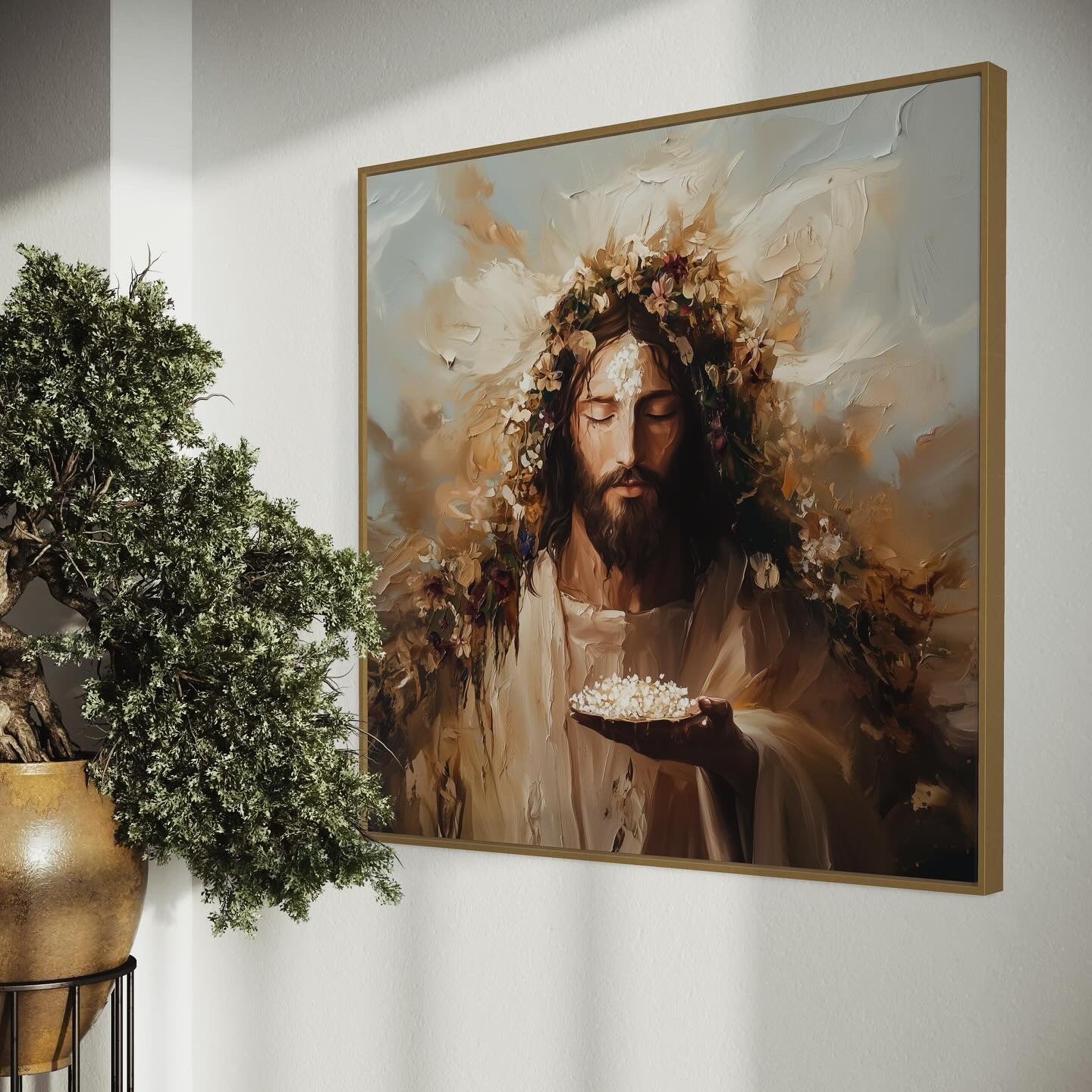 THE BREAD OF LIFE (Stretched Canvas Print + Floating Oak Frame)