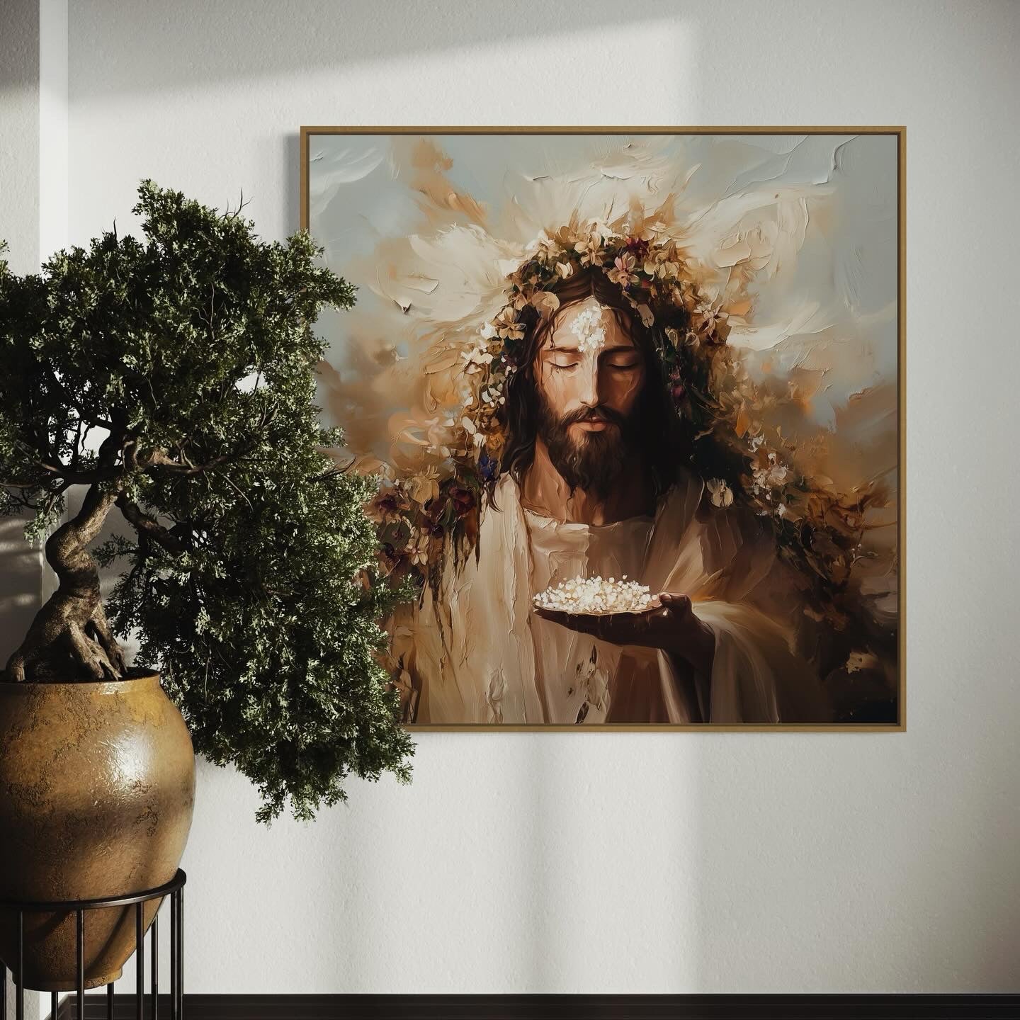 THE BREAD OF LIFE (Stretched Canvas Print + Floating Oak Frame)