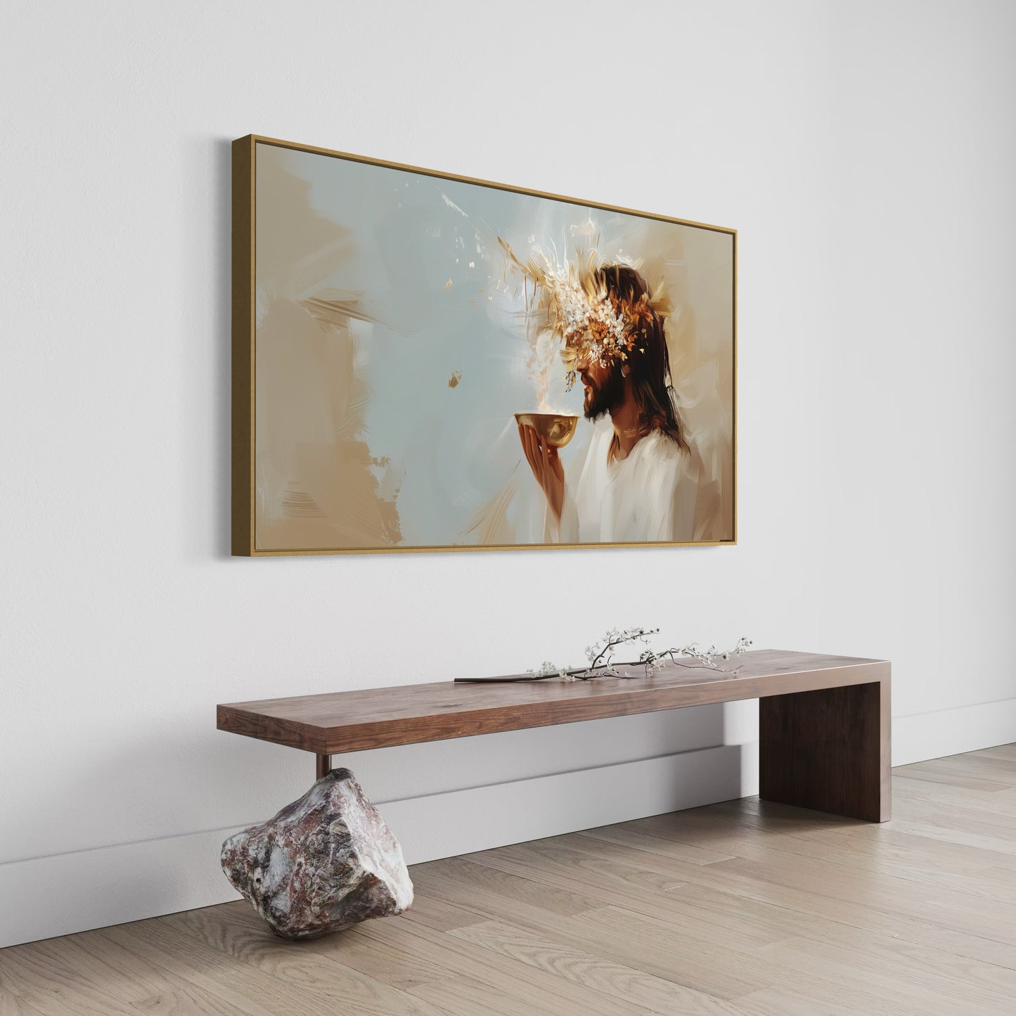 EVERLASTING CUP OF LIFE (Stretched Canvas Print + Floating Oak Frame)