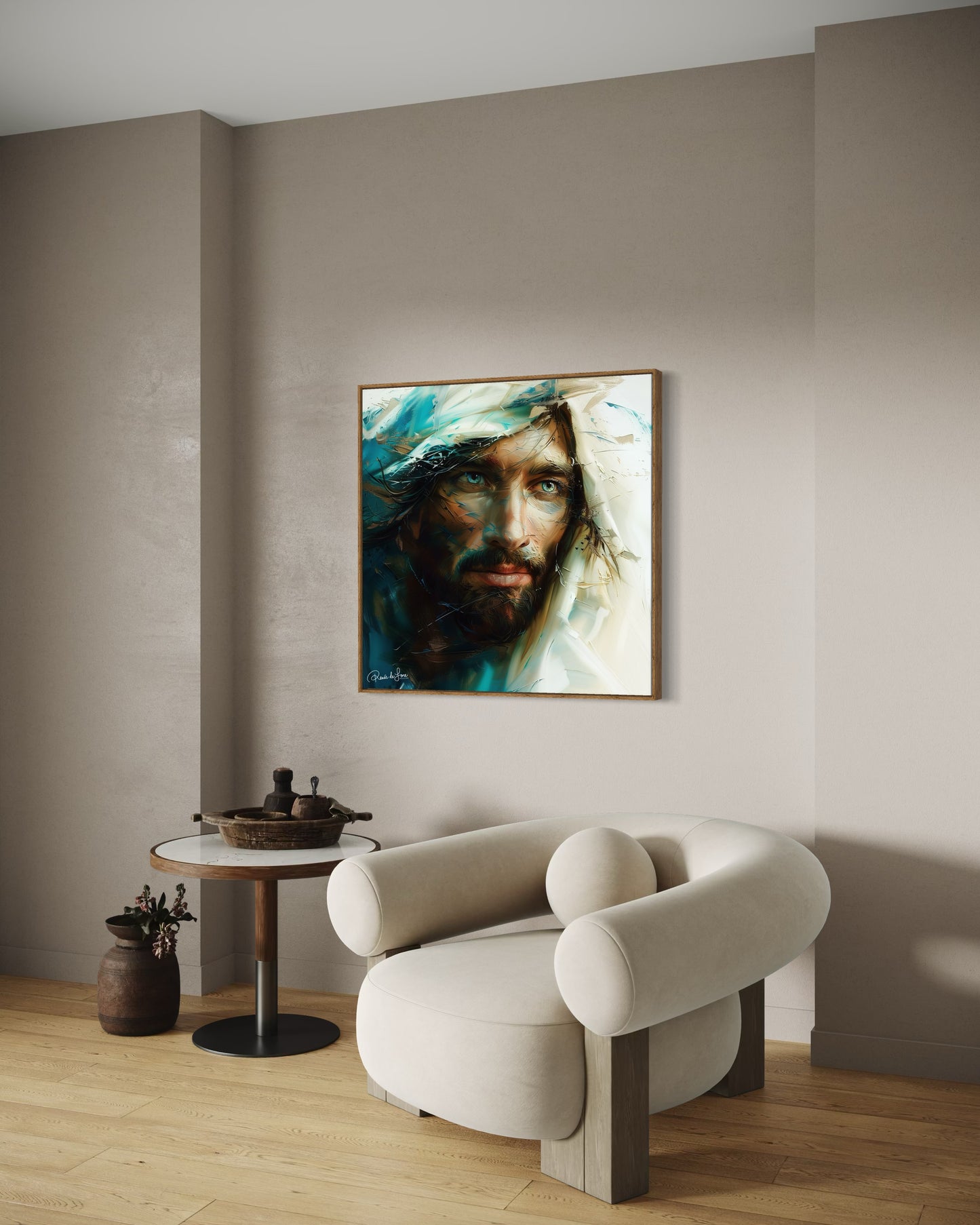 YESHUA (Stretched Canvas Print + Floating Oak Frame)