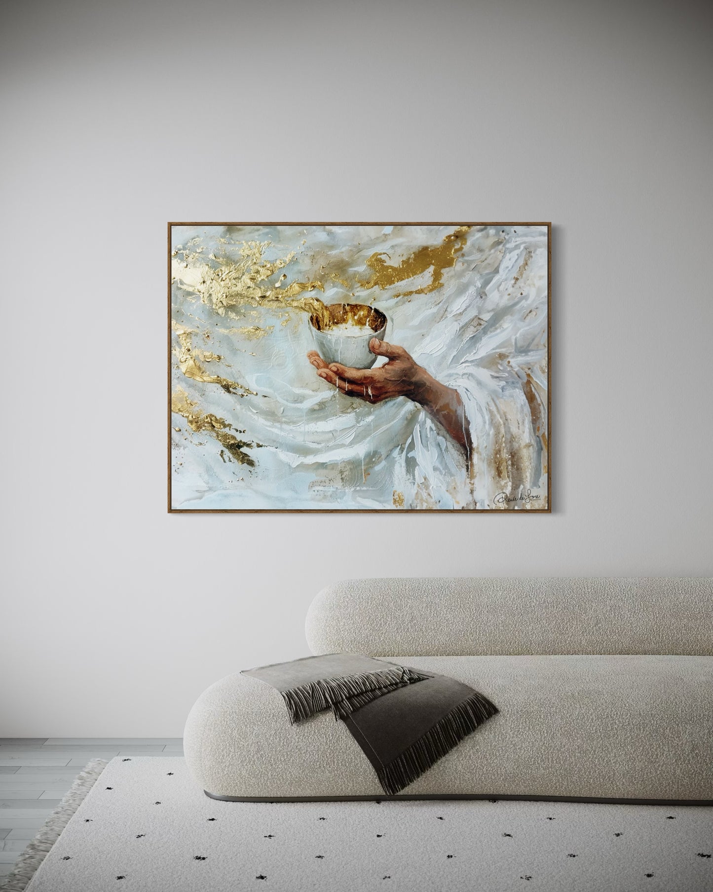 OVERFLOWING CUP  (Stretched Canvas Print + Floating Oak Frame)