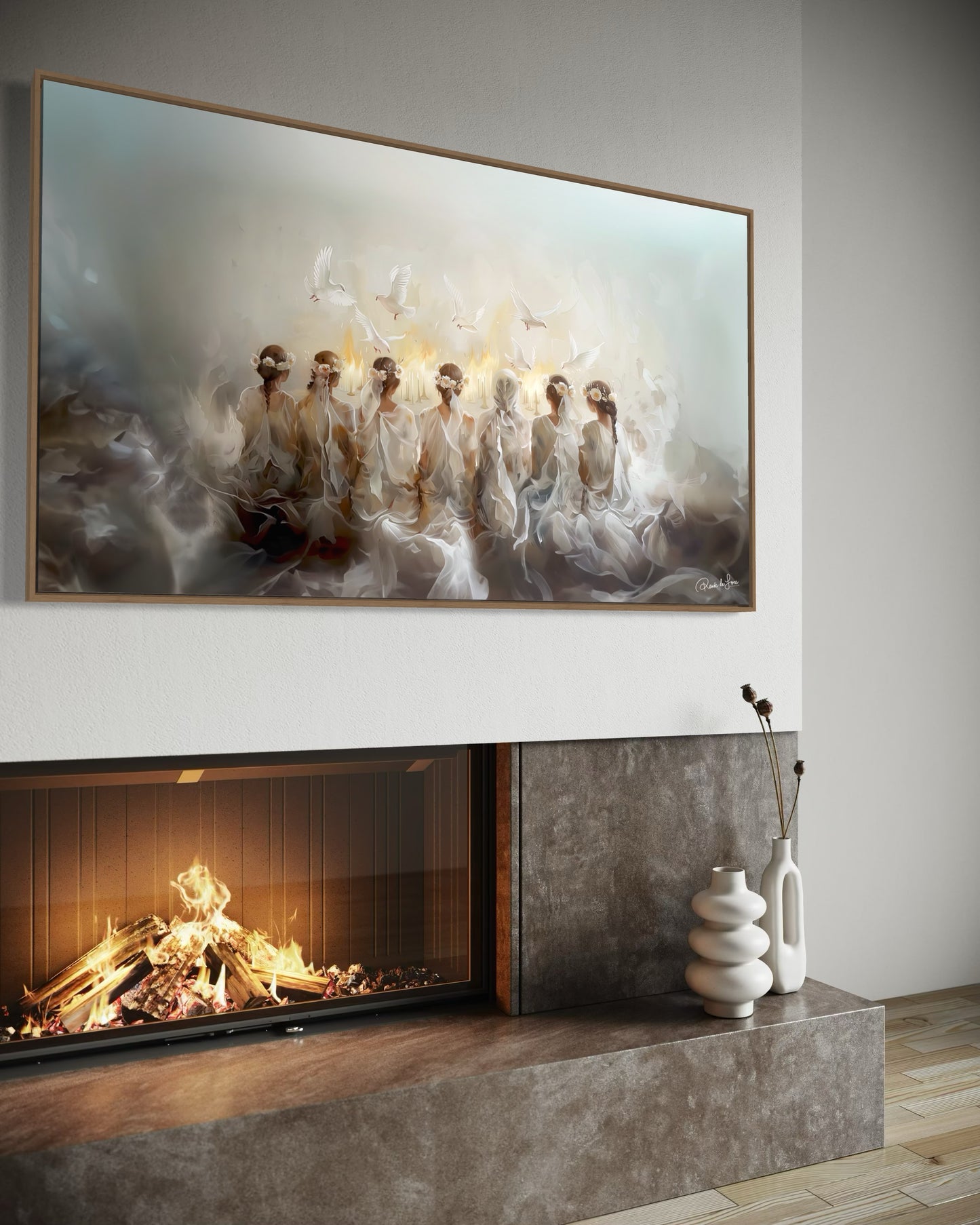 SEVEN GIFTS OF THE SPIRIT (Stretched Canvas Print + Floating Oak Frame)