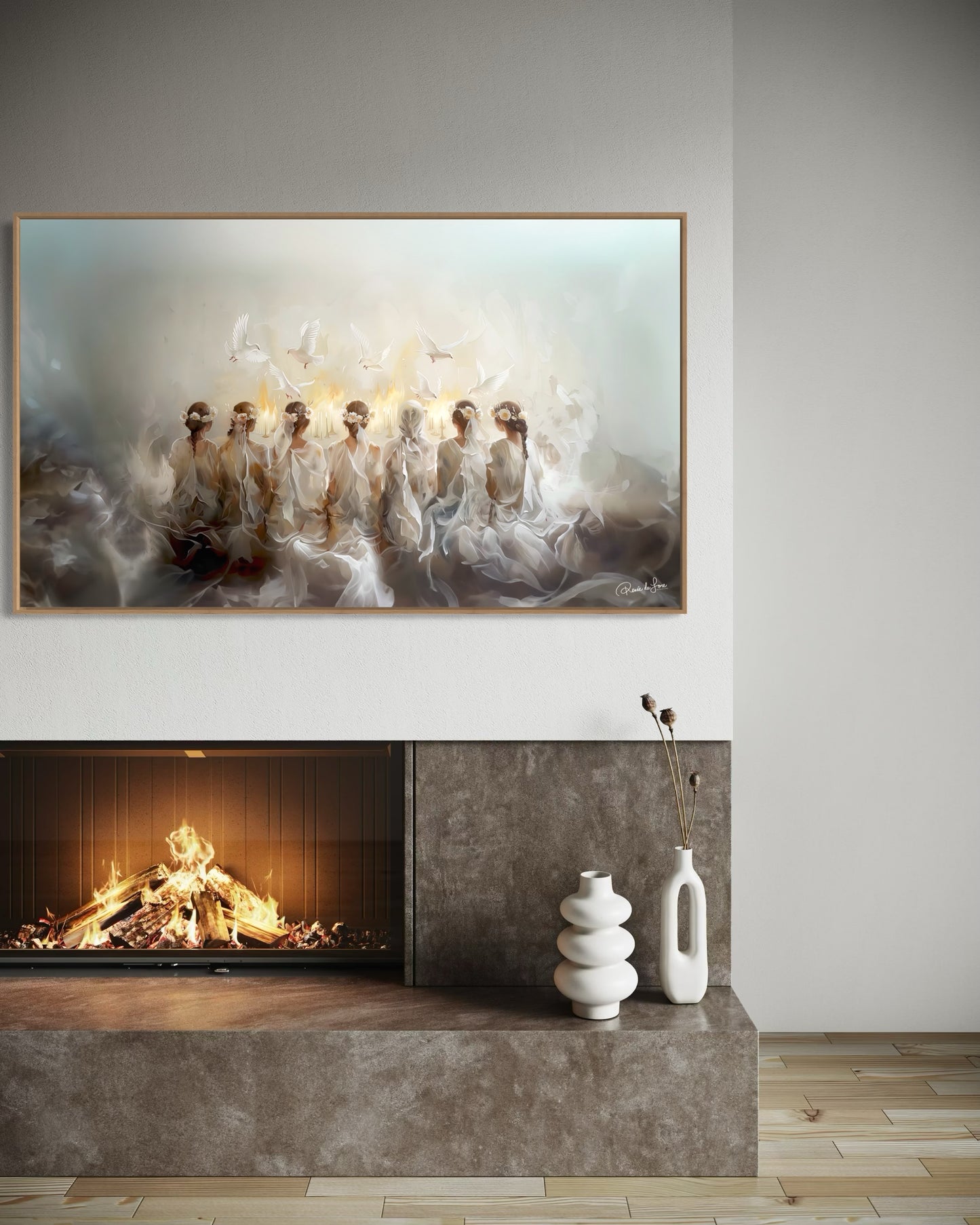 SEVEN GIFTS OF THE SPIRIT (Stretched Canvas Print + Floating Oak Frame)