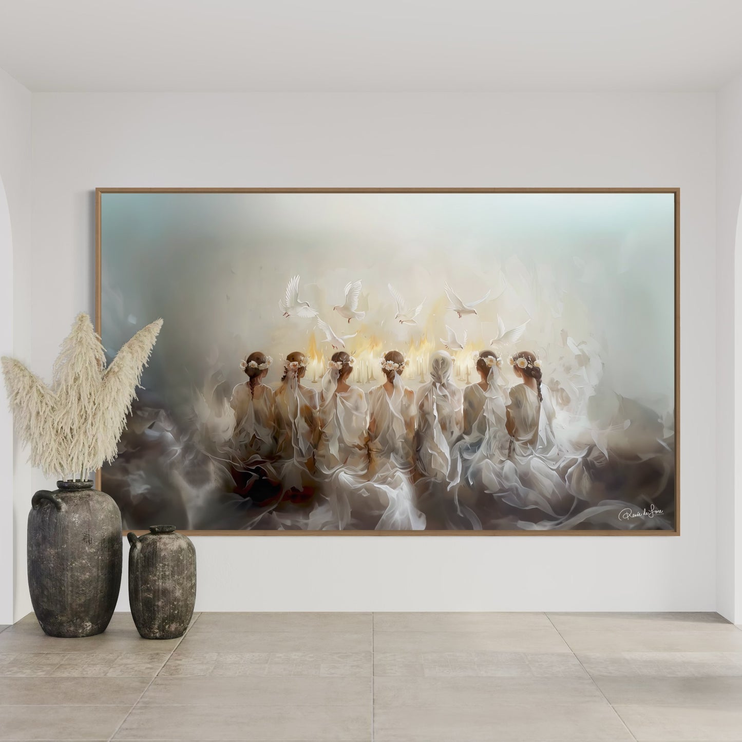 SEVEN GIFTS OF THE SPIRIT (Stretched Canvas Print + Floating Oak Frame)