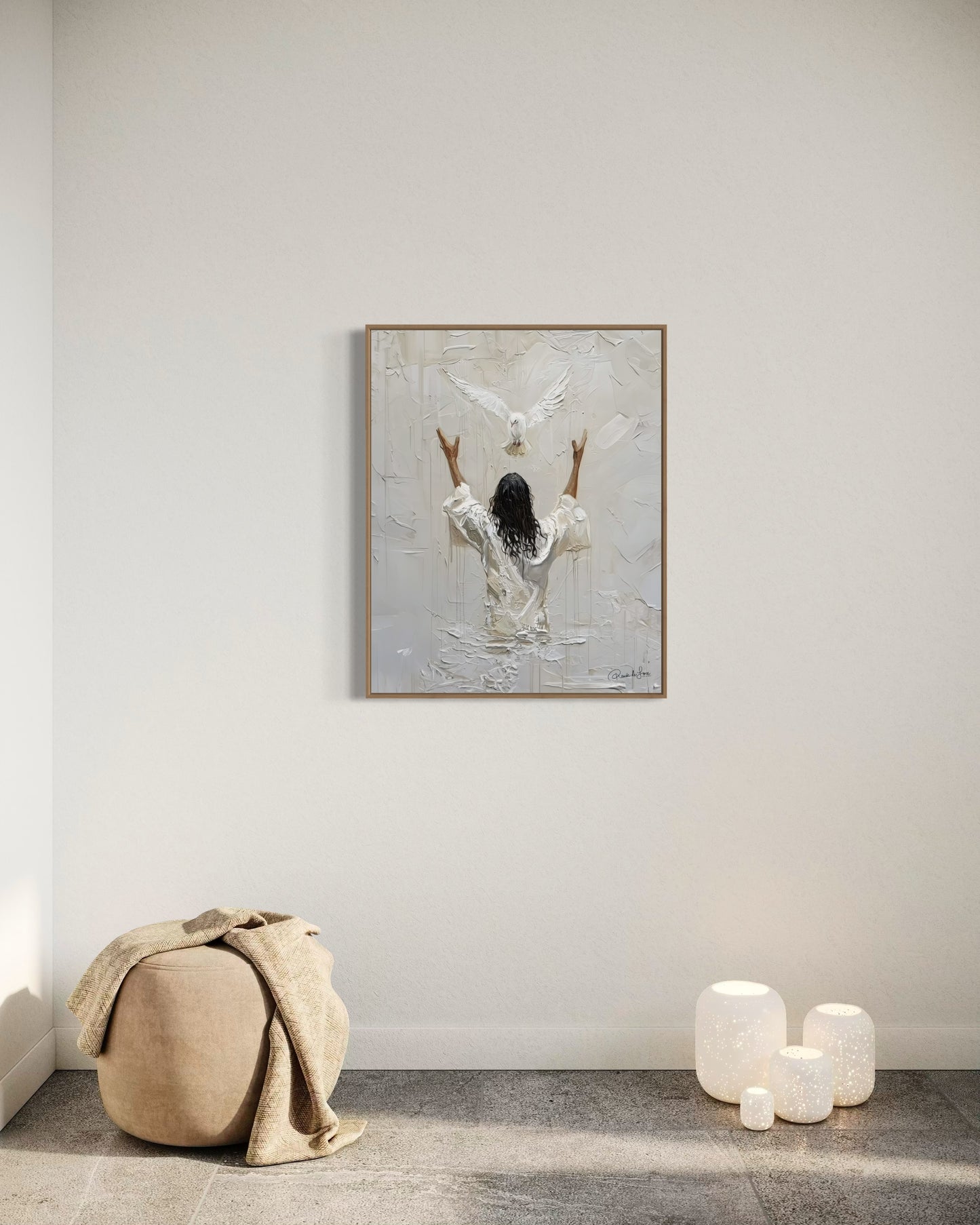 GLORY: THE BAPTISM OF JESUS (Stretched Canvas Print + Floating Oak Frame)