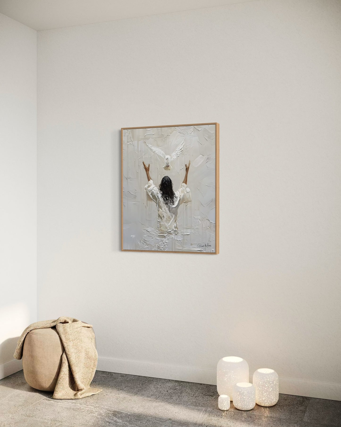 GLORY: THE BAPTISM OF JESUS (Stretched Canvas Print + Floating Oak Frame)