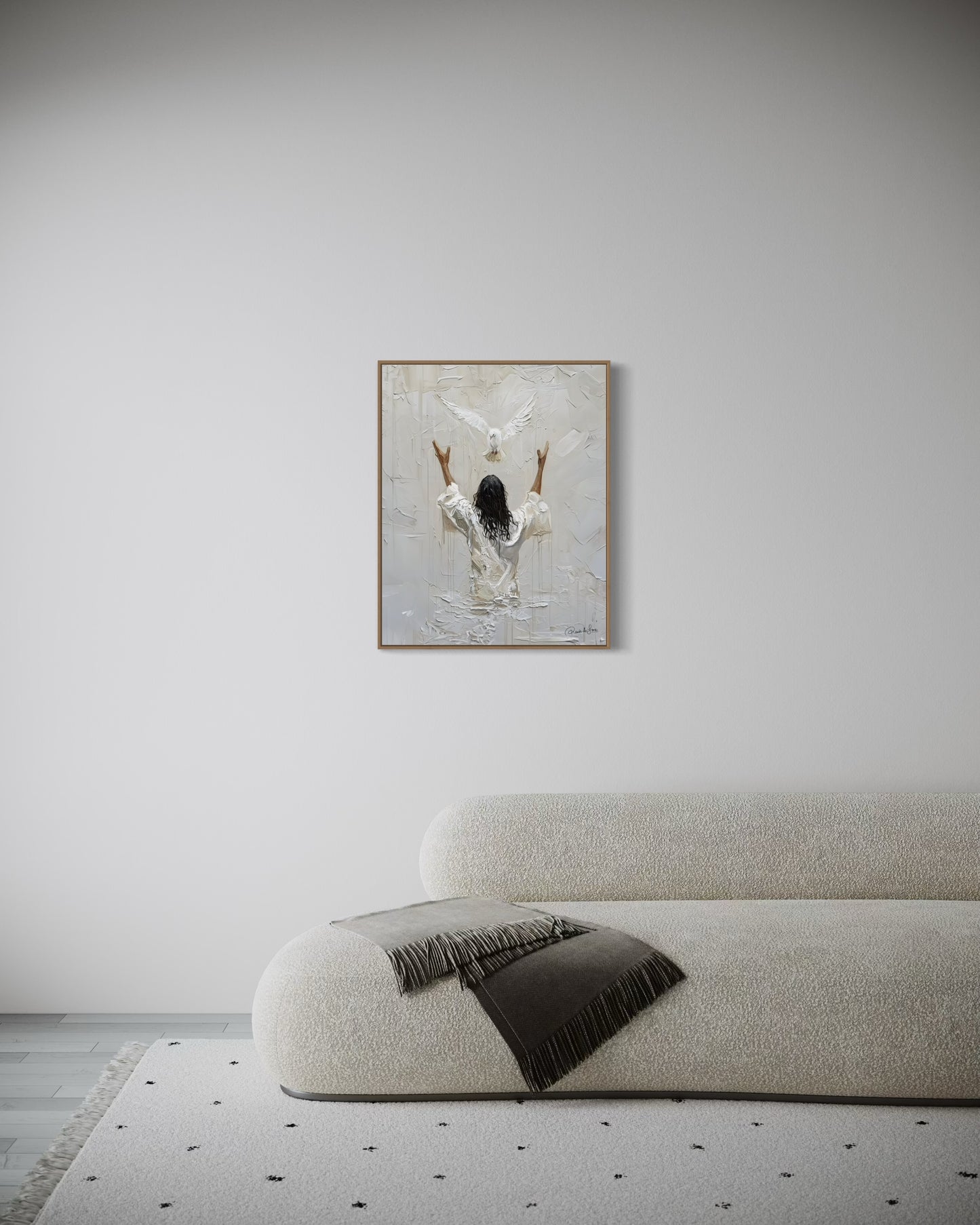 GLORY: THE BAPTISM OF JESUS (Stretched Canvas Print + Floating Oak Frame)