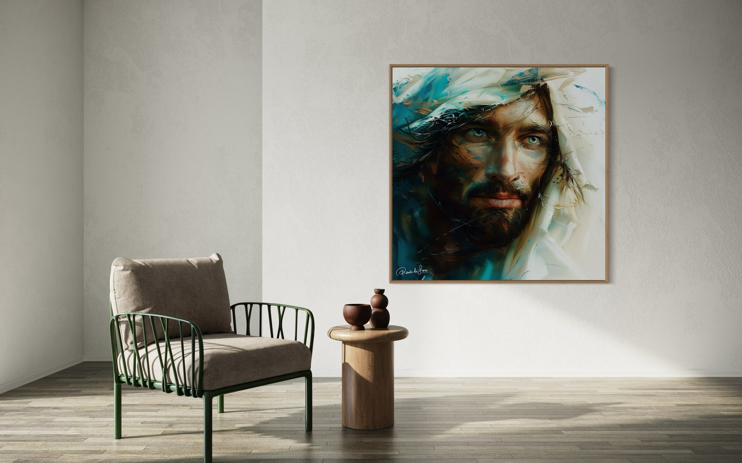 YESHUA (Stretched Canvas Print + Floating Oak Frame)