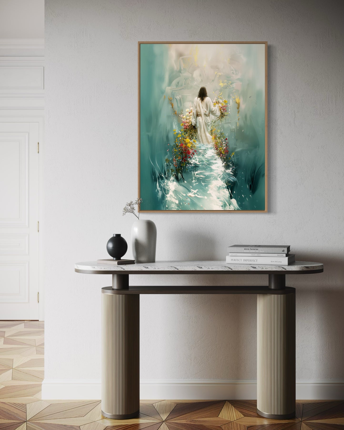 WALKING MIRACLES (Stretched Canvas Print + Floating Oak Frame)