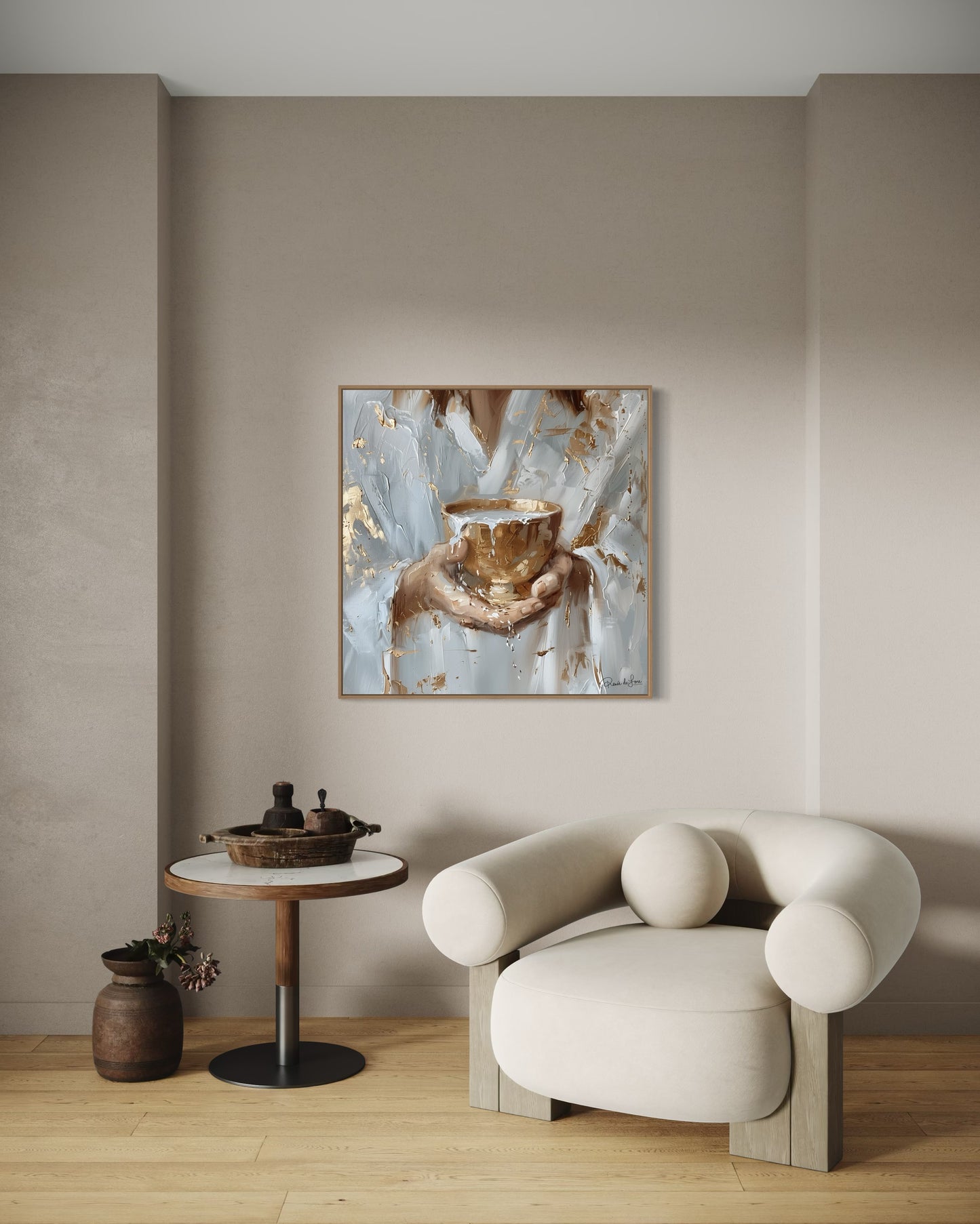 LIVING WATERS (Stretched Canvas Print + Floating Oak Frame)