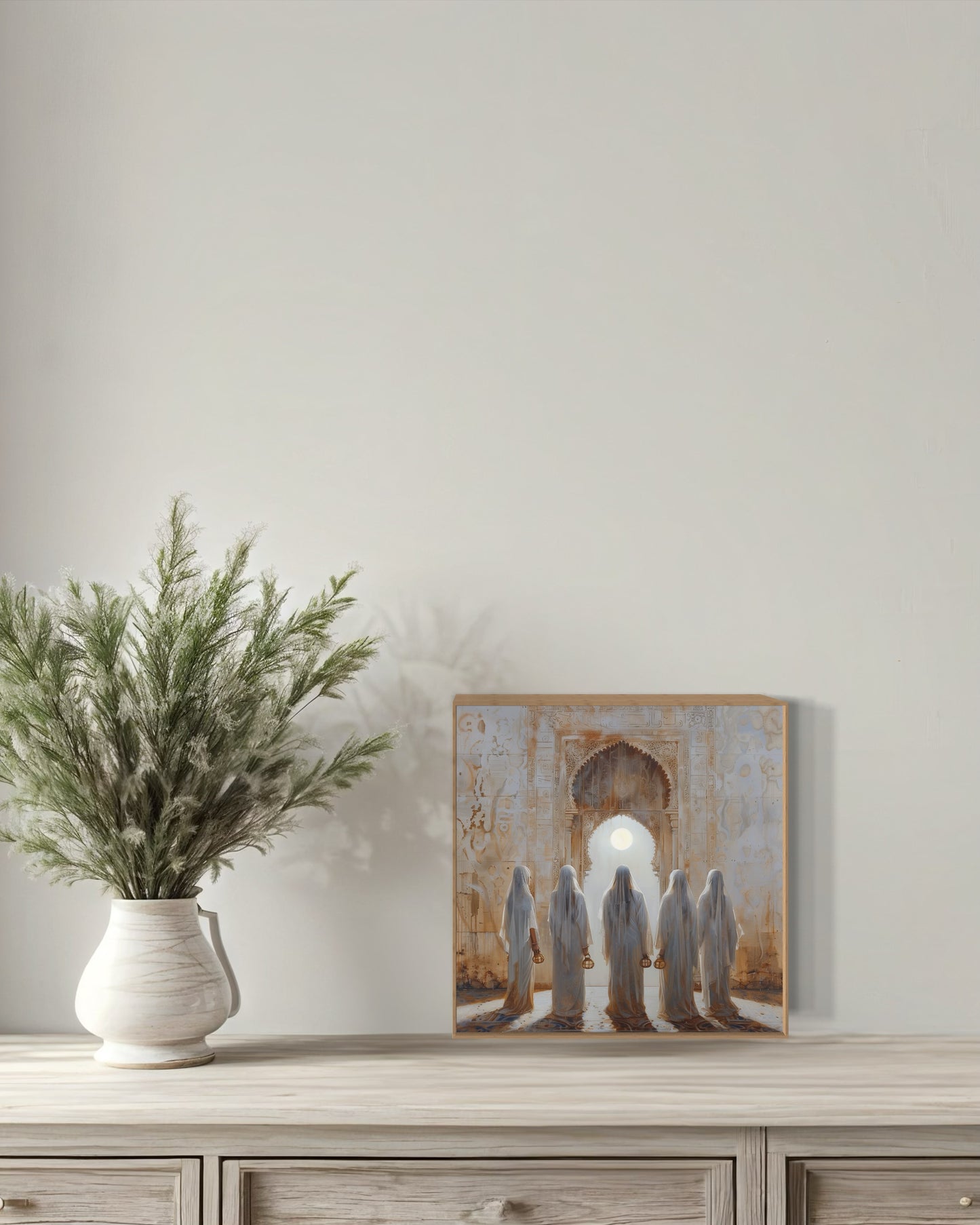 LANTERNS OF THE FAITHFUL (Stretched Canvas Print + Floating Oak Frame)